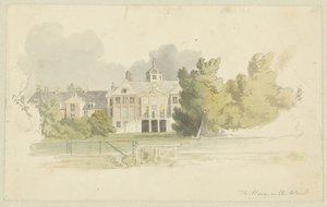 Utsikt over Huis ten Bosch Design for serieakvatinter Skisser i Flandern og Holland (serietittel) av Robert Hills