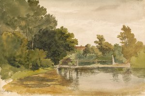 Refleksjoner i et skogkledd basseng av Robert Hills
