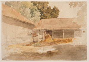 Study of a Barn, ca. 1820-29 (grafitt, akvarell) av Robert Hills