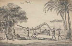 Reisende i en Palanquin i India