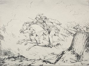 Prøver av polyautografi: Cavalry Charge, 1803.