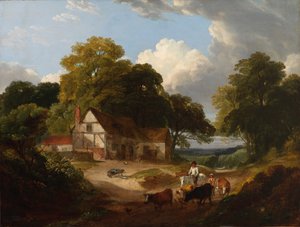 Barnyard Scene, sent på 1700-tallet - begynnelsen av 1800-tallet.