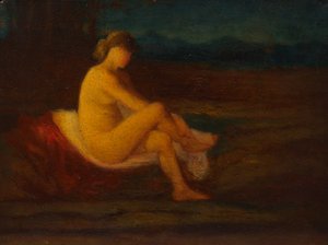 En badende, 1800-tallet.