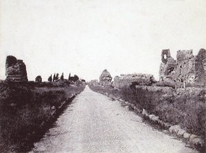 Utsikt over Via Appia Antica (s/hvitt bilde)