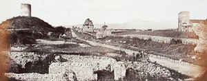 Utsikt over Via Appia Antica (s/hvitt bilde)