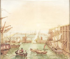 Seaham Harbor (akvarell, kroppsfarge, blyant og blekk på papir) av Robert Mackreth