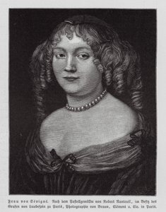 Madame de Sevigne , fransk forfatter (gravering)