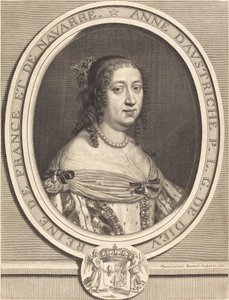 Anne av Østerrike, dronning av Frankrike og Navarra av Robert Nanteuil after Pierre Mignard I