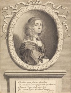 Christina, dronning av Sverige av Robert Nanteuil after Sébastien Bourdon