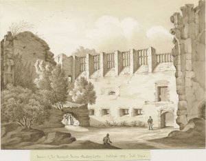 Dudley Castle - The Keep: sepia-tegning