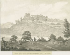 Dudley Castle: sepia-tegning
