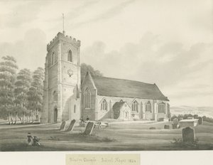 Kinver kirke: sepia tegning av Robert Noyes