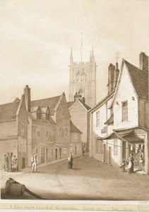 Wolverhampton - St. Peters kirke: sepia-tegning, 1838
