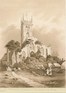 Wolverhampton - St. Peters kirke: sepia-tegning, 1838