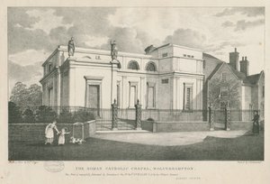 Wolverhampton - Det romersk-katolske kapell: litografi, nd [c 1844] av Robert Noyes