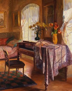 Et interiør med et piano