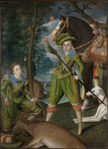 Henry Frederick (1594–1612), Prince of Wales, med Sir John Harington (1592–1614), i jaktfeltet