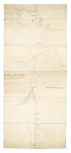 Skisse av kommunikasjon fra York ved Ontariosjøen til Glouscester [sic] eller Machidash Bay, Huronsjøen, tatt av løytnant Pilkington fra de kongelige ingeniørene og assisterende landmåler Alex Aitken i oktober 1793. av Robert Pilkington