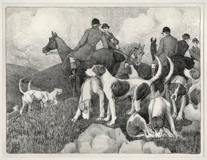 Jaktscene (litho) av Robert Polhill Bevan