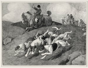 Jaktscene (litho) av Robert Polhill Bevan