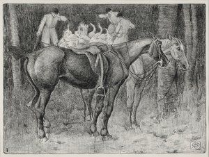 Jaktscene (litho) av Robert Polhill Bevan