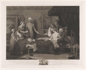 Druknende mann kommer til kunnskap i sengen sin Den unge mannen gjenopprettet til livet / Le meme Jeune-Homme rendu a la Vie (tittel på objekt) av Robert Pollard (I)