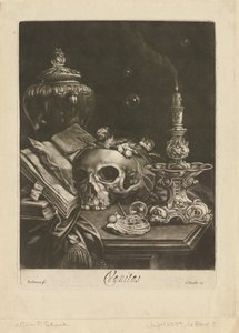 Vanitas Still Life, ca. 1685-88 (mezzotint med burin-arbeid) av Robert Robinson