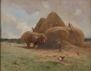 Gathering the Hay (olje på lerret)