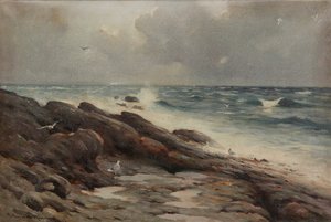 Rocky Coastline (olje på lerret)