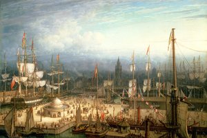 Fire-mastet klippeskip i Liverpool havn, ca. 1810