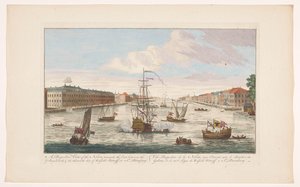 Utsikt over elven Neva i St. Petersburg fra vestsiden Et perspektivbilde av Neva, mot øst (...) (tittel på objekt)