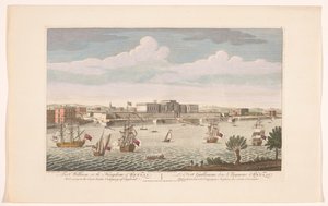 Utsikt over Fort William i Calcutta Fort William i kongeriket Bengal. Tilhører East India Company of England (tittel på objekt) Oppgjør av VOC (serietittel) av Robert Sayer