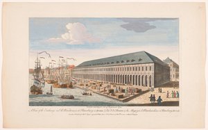 Utsikt over børsen og varelageret i St. Petersburg Utsikt over børsen og varehusene i Petersburg i Russland (tittel på objekt) av Robert Sayer