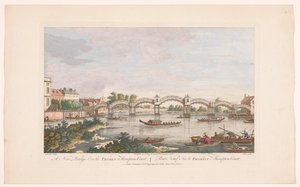 Utsikt over Hampton Court Bridge over Themsen mellom Hampton og East Molesey En ny bro over Themsen ved Hampton-Court (tittel på objekt) av Robert Sayer