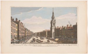 Utsikt over Saint Mary-le-Bow kirken på Cheapside street i London Kirken St Mary le Bow i Cheapside London (tittel på objekt) London (serietittel) av Robert Sayer