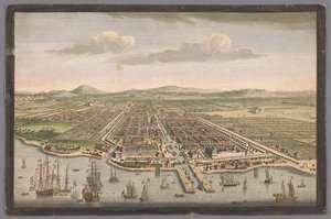 Utsikt over byen Batavia Byen Batavia på øya Java og hovedstad for alle de nederlandske fabrikkene og bosetningene i Øst-India (tittel på objekt) Nederzettingen van de VOC (serietittel)