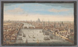 Utsikt over byen London En generell utsikt over byen London, ved siden av Themsen (tittel på objekt) London (serietittel) av Robert Sayer