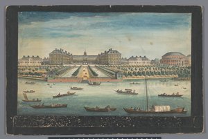 Utsikt over Royal Hospital Chelsea og Rotunda i Ranelagh Gardens i London En utsikt over Royal Hospital i Chelsea og Rotunda i Ranelaigh Gardens (tittel på objekt) London (serietittel) av Robert Sayer