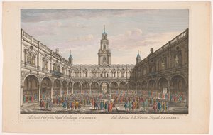 Utsikt over interiøret til Royal Exchange i London Innsiden av Royal Exchange i London (tittel på objekt) London (serietittel) av Robert Sayer