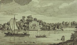 Utsikt over det berømte herr pavens hus på Twickenham, ca. 1750 (gravering) av Robert Sayer