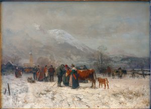 Storfemarked om vinteren nær Mittenwald av Robert Schleich