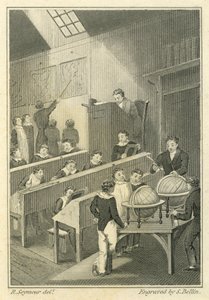 Nicholas Nickleby: Dotheboys Hall, gravert av Samuel Bellin (1799-1893)