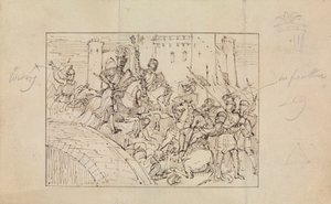 Studie av pansrede riddere i kamp med hester av Robert Smirke