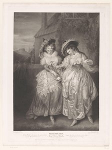 Mrs Ford og Mrs Page med John Falstaff Shakspeares kjærlighetsbrev, Merry Wives of Windsor (tittel på objekt) Trykk etter malerier fra Boydells Shakespeare Gallery (serietittel) Shakspeare Gallery (serietittel på objekt)