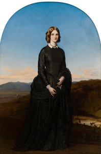 Portrett av Hon. Selina Weld Forester, Viscountesse Newport og senere grevinne av Bradford (1819-1894), ca. 1840-70 (olje på elfenben) av Robert Thorburn