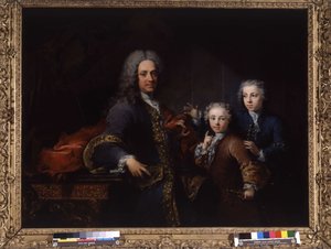 Monsieur de Saint Cannat og hans barn (olje på lerret) av Robert Tournieres