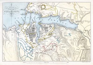 Kart som viser beleiringen av Sevastopol, Krim-krigen, 1854-1855, 1893.