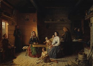 Spille Kantele i en bondehytte, 1868.