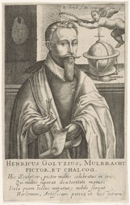 Portrett av Hendrik Goltzius, ca. 1610 (gravering) av Robert Willemsz de Baudous