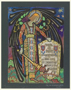 Design for Stained Glass Memorial Window til Thomas J. Post av Robert Winthrop Chanler